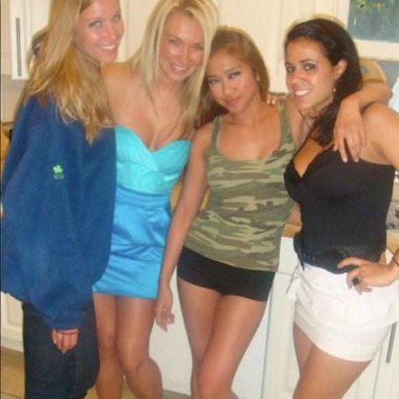 Teal and Blue Strapless Dress - Picture 4 of 4